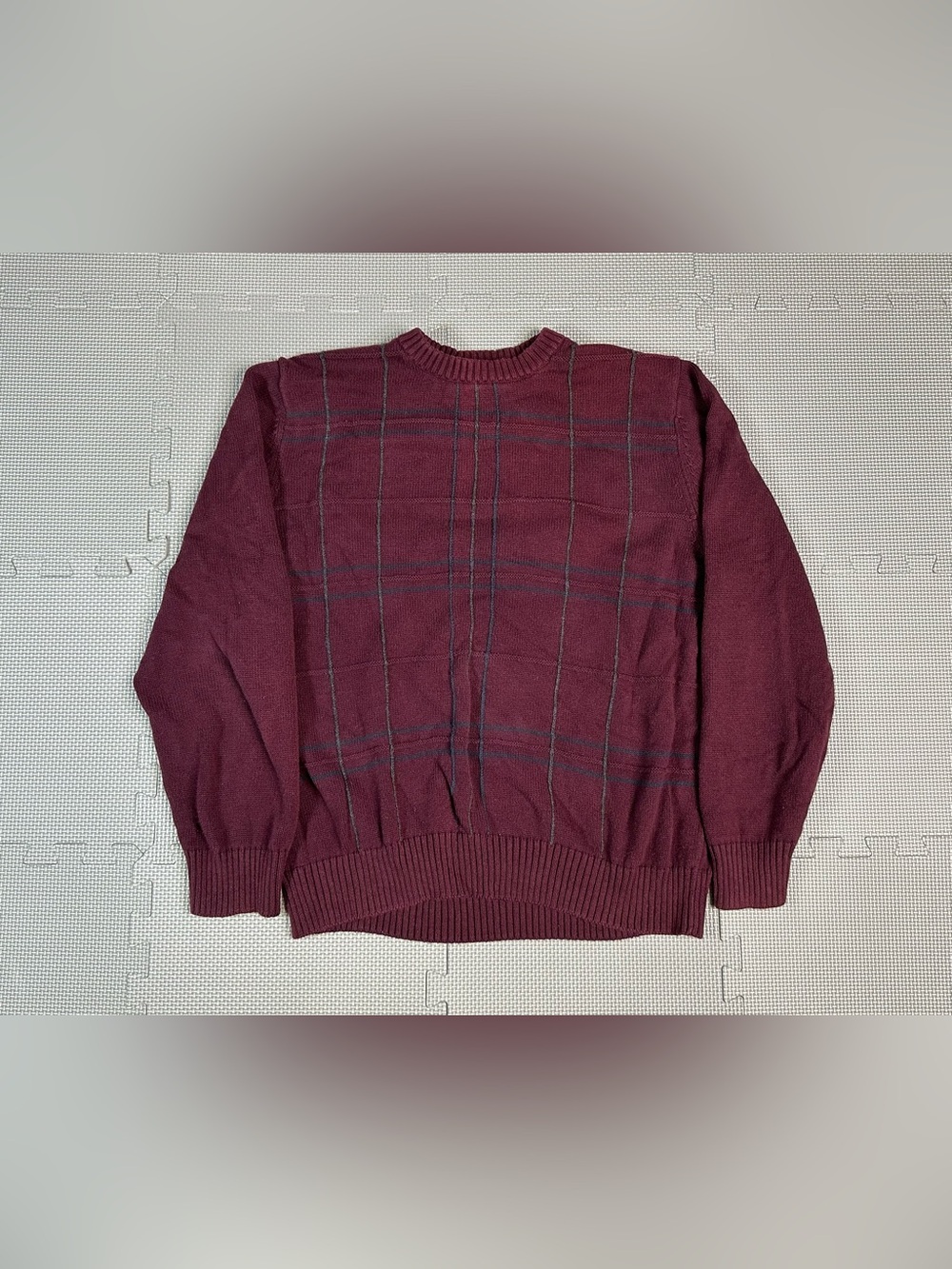 Vtg David Taylor Collection Mens L Sweater Grunge Grandpa Striped Knit Maroon